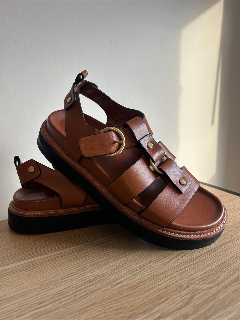 Zara women’s Brown Leather Buckle Sandals